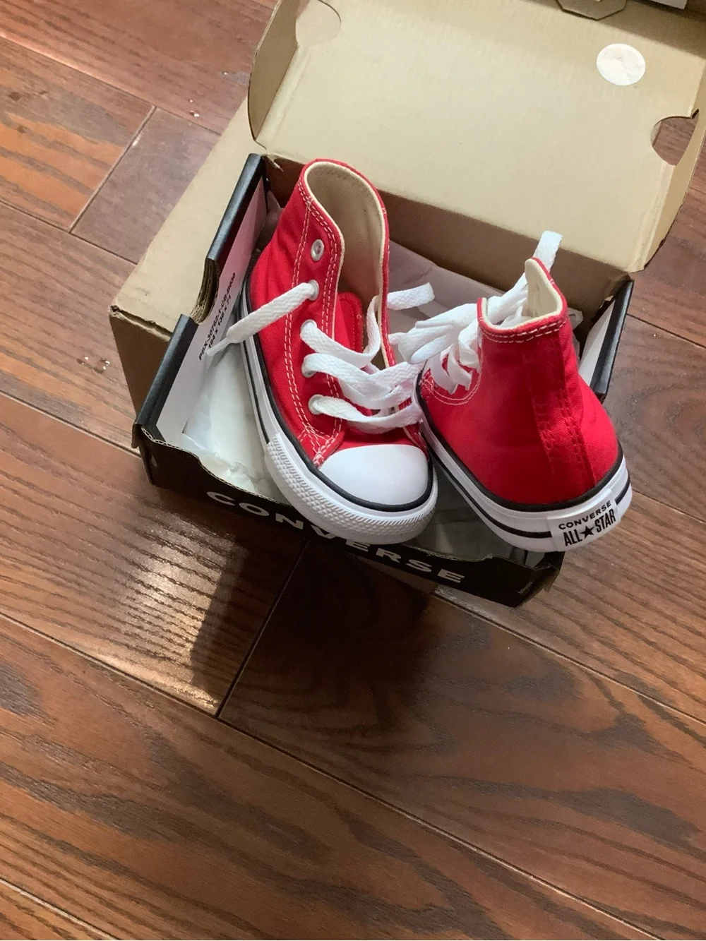 Converse Kids Red and White High-Top Canvas Sneakers